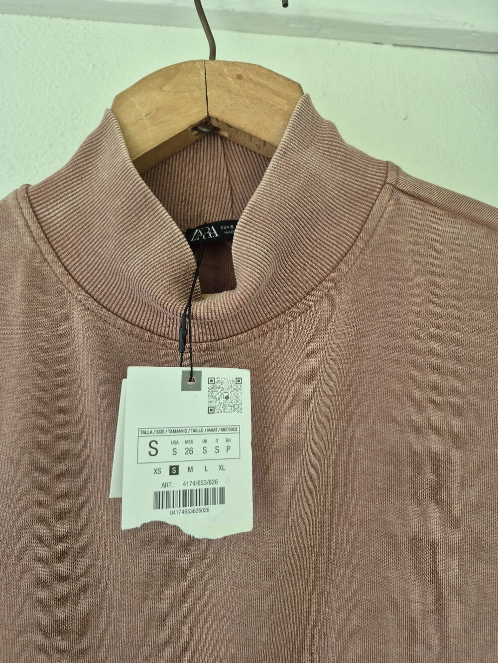 Zara Cotton Blend Maxi T Shirt Dress With Mock Neck Small New - Picture 5 of 7